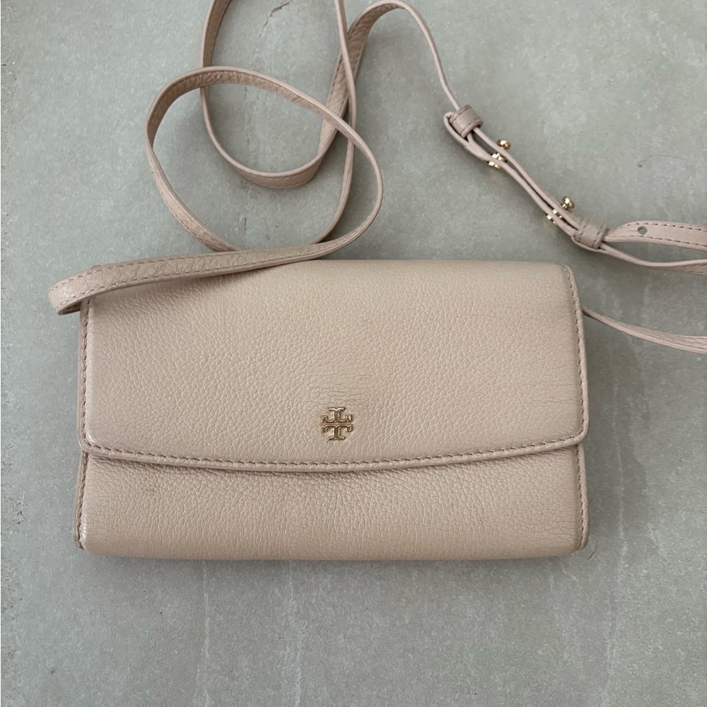 Tory Burch Tan Crossbody Bag with Flap Closure